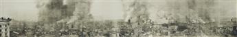 (SAN FRANCISCO EARTHQUAKE & FIRE) Group of 3 panoramas by R. J. Waters depicting San Francisco before, during, and after the devastatin